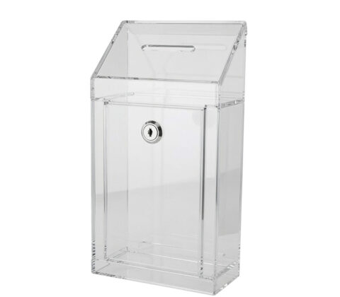 Custom acrylic lockable charity donation collection box