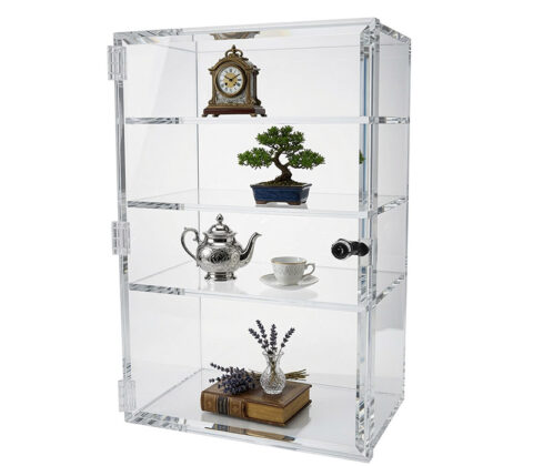 Custom acrylic 4 tiers locking display cabinet