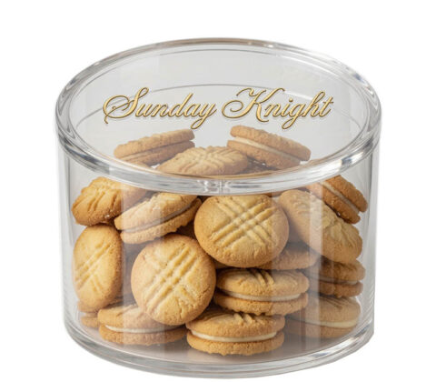 Custom round acrylic biscuit storage box