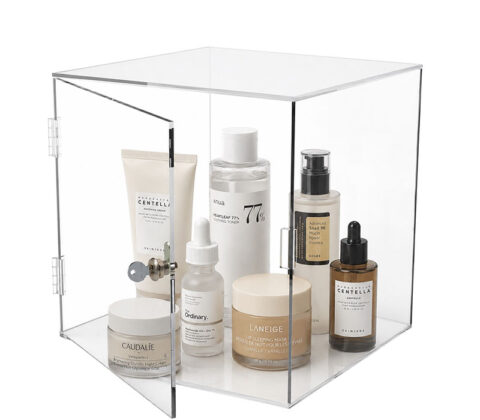 Custom plexiglass gold oil skincare storage box