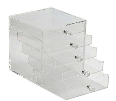 Custom plexiglass skincare makeup 5 drawers organizer
