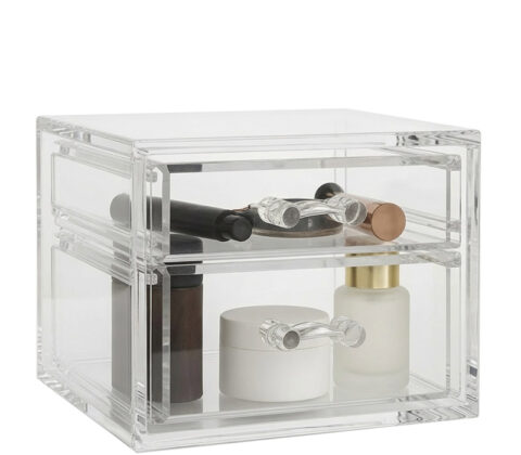 Custom acrylic skincare beauty 2 tiers drawer box
