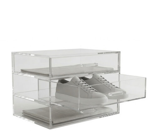 Custom plexiglass shoe drawer storage box