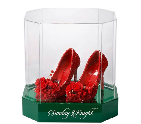 Custom hexagon plexiglass luxury high heel LED display box