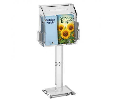 Custom acrylic floor standing ballot box with flyers holders