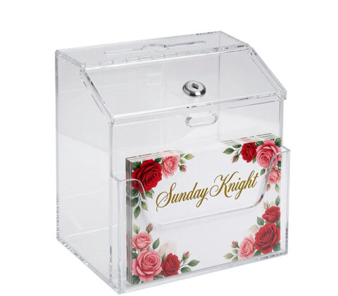 Custom acrylic ballot box with lock & pamphlets holder