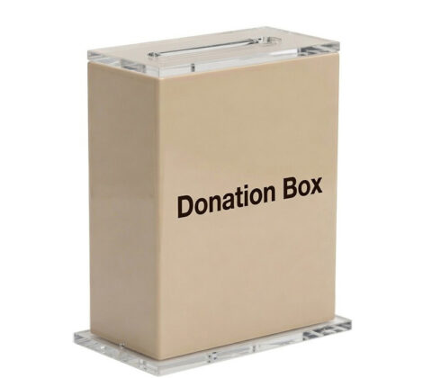 Custom acrylic donation charity collection box