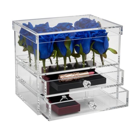 Custom acrylic rose gifts box with drawers