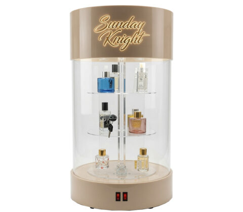 Custom round acrylic perfume LED display cabinet
