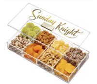 Custom acrylic multi dividers dry nuts box with lid BSC-287 Custom acrylic multi dividers dry nuts box with lid