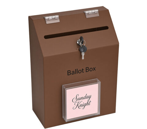 Custom acrylic ballot box with lock and brochure holder