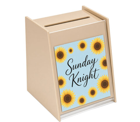 Custom acrylic ballot box with sign holder