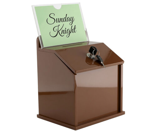 Custom acrylic donation charity box with sign holder