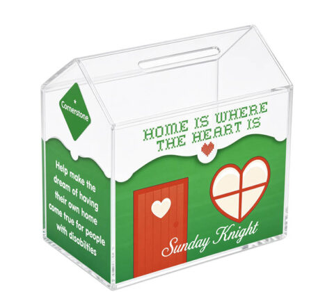 Custom house shaped acrylic charity box