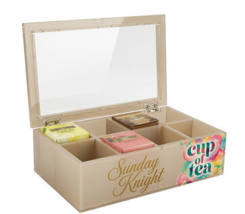 Custom acrylic 8 slots tea bag box with lid