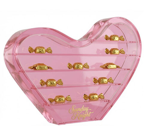 Custom acrylic multi tiers love heart type candy display case