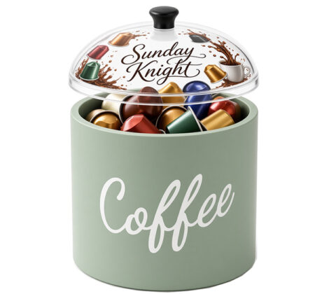 Custom round acrylic coffee pod storage box with lid