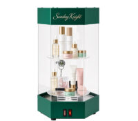 Custom hexagon acrylic retail skincare LED display cabinet BLD-224 Custom hexagon acrylic retail skincare LED display cabinet