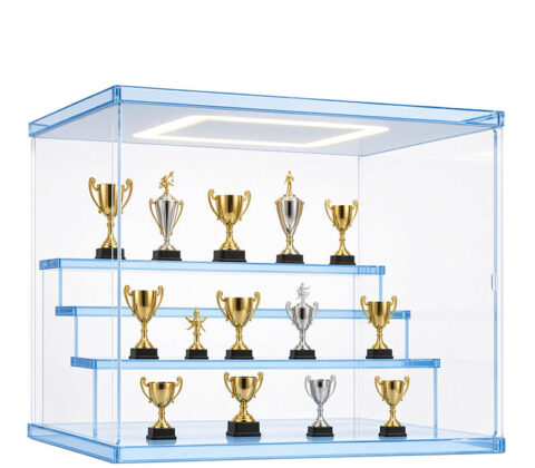 Custom acrylic 4 tiers trophies illuminated display cabinet