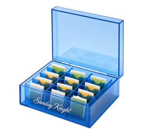 Custom acrylic multi dividers teabag box with lid