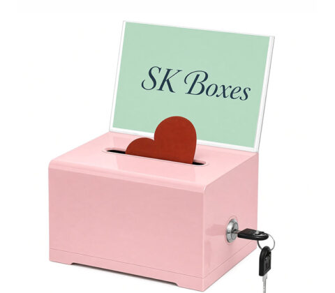 Custom acrylic locking ballot box with sign holder