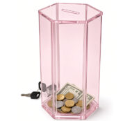 Custom tall hexagon acrylic charity box BDB-471 Custom tall hexagon acrylic charity box