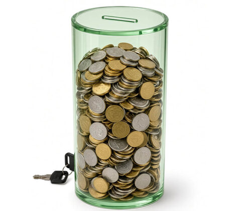 Custom tall round acrylic coin collection box