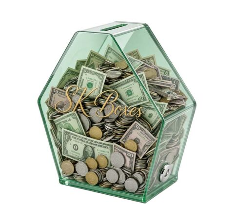 Custom hexagon acrylic charity box