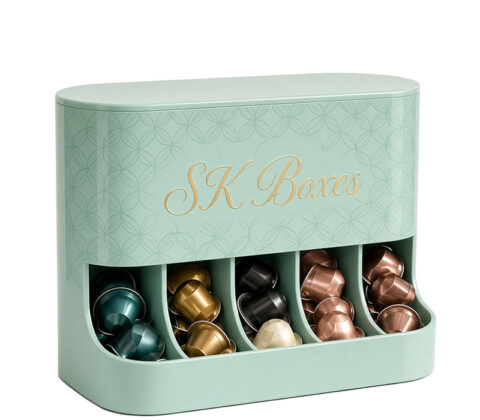 Custom acrylic 5 compartments coffee capsule holder box