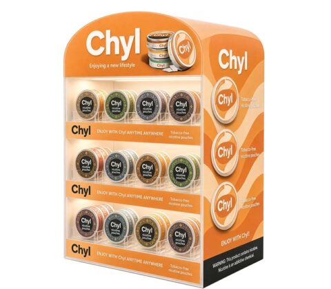 Custom acrylic Chyl nicotine pouches LED display cabinet