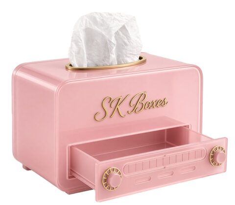 Custom acrylic luxury tissue box with drawer