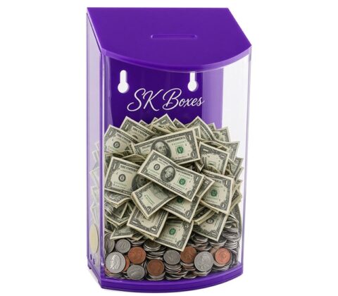 Custom wall slant-top donation box