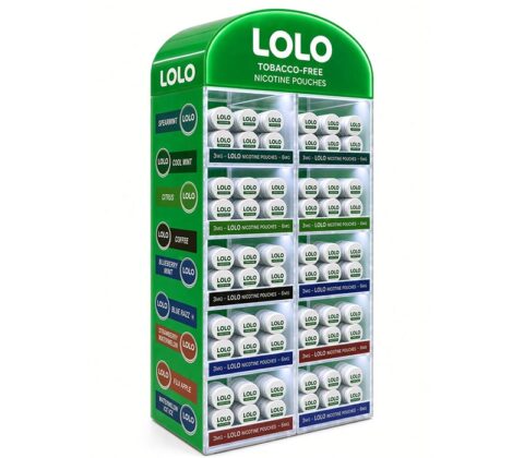 Custom LOLO nicotine LED display case
