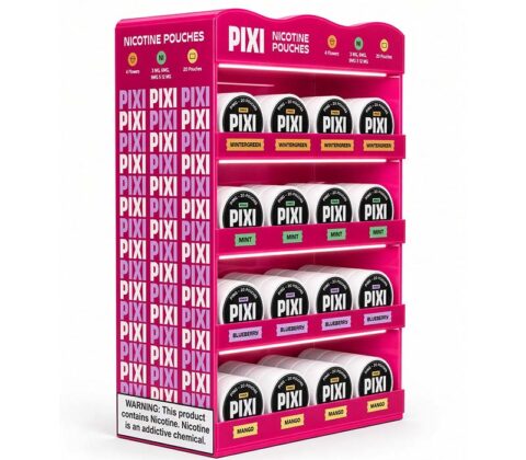 Custom retail PIXI nicotine LED display cabinet